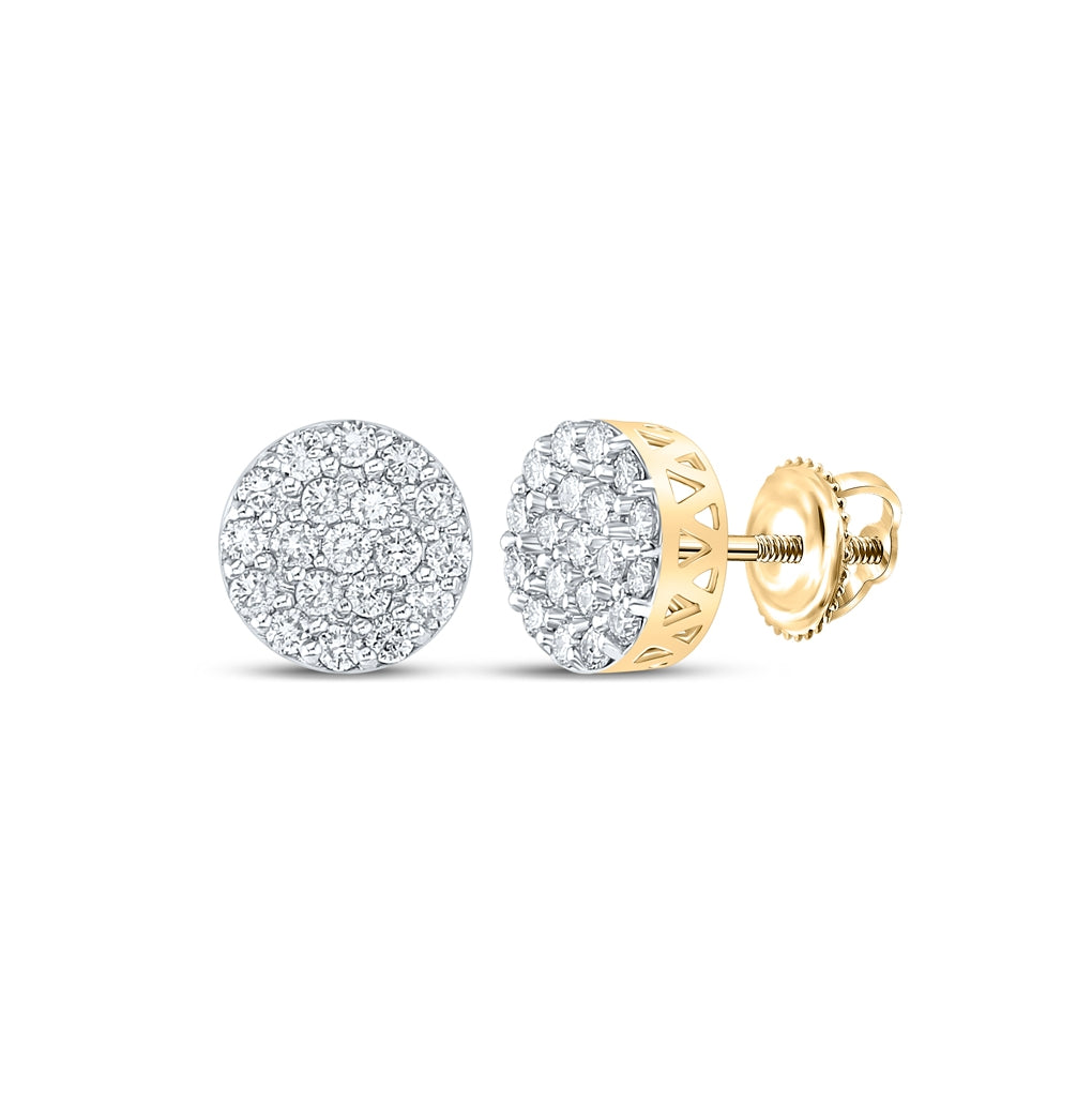 10K White Or Yellow Gold Round Diamond Cluster Earrings