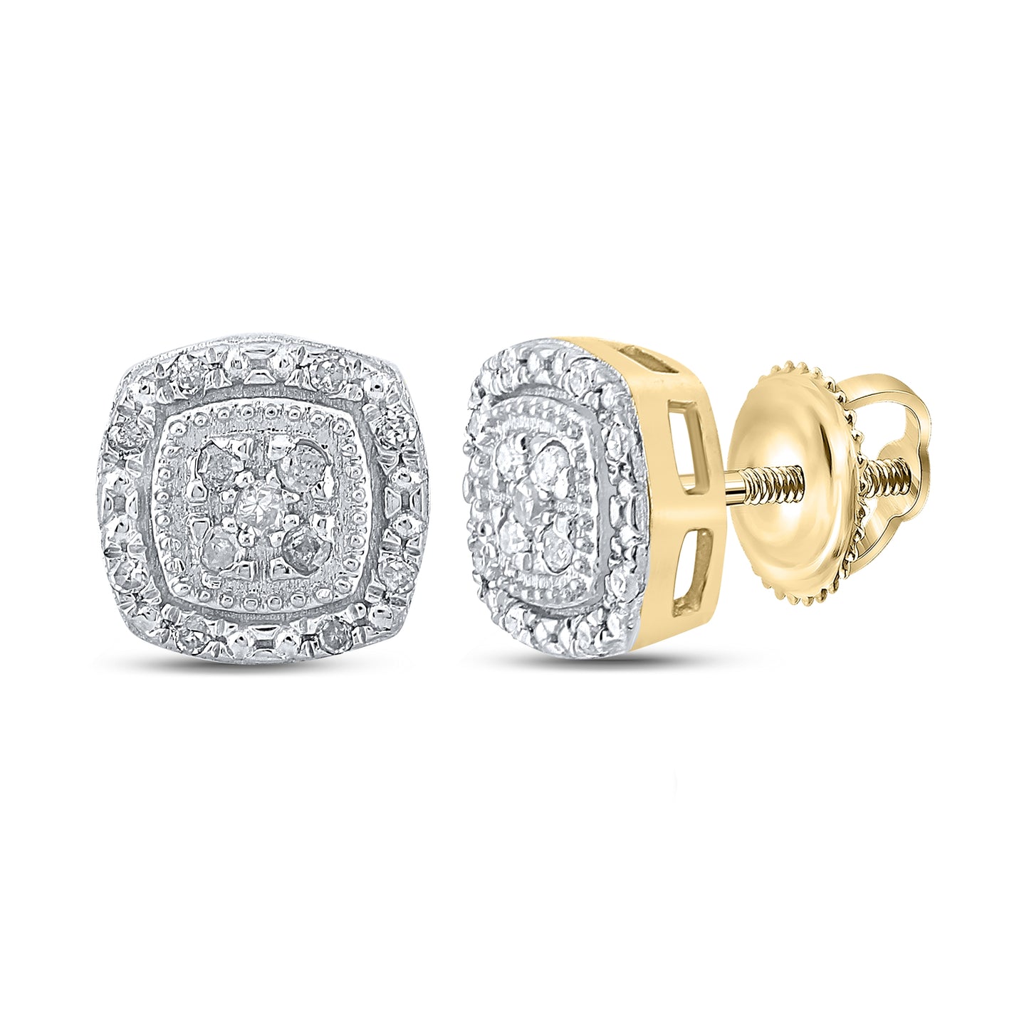 10K White Or Yellow Gold Womens Round Diamond Cluster Earrings