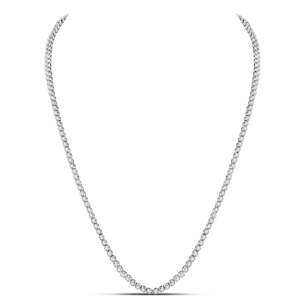 10K White Gold Mens Round Diamond 22-inch Tennis Chain Necklace 10 Cttw, Length: 22.01 In, Width: 0.1 In