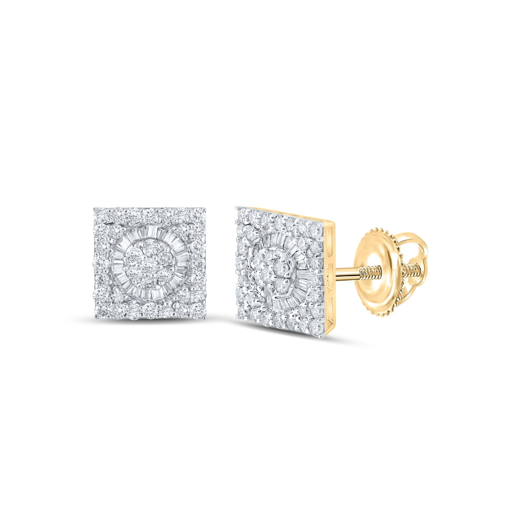 10K White Or Yellow Gold Baguette Diamond Square Earrings