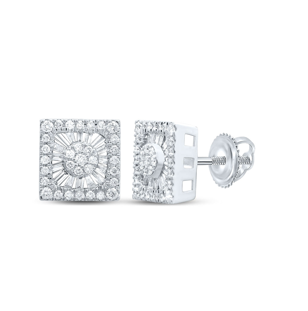 10kt White Gold 1 1/4ctw Diamond Nk Square Earring