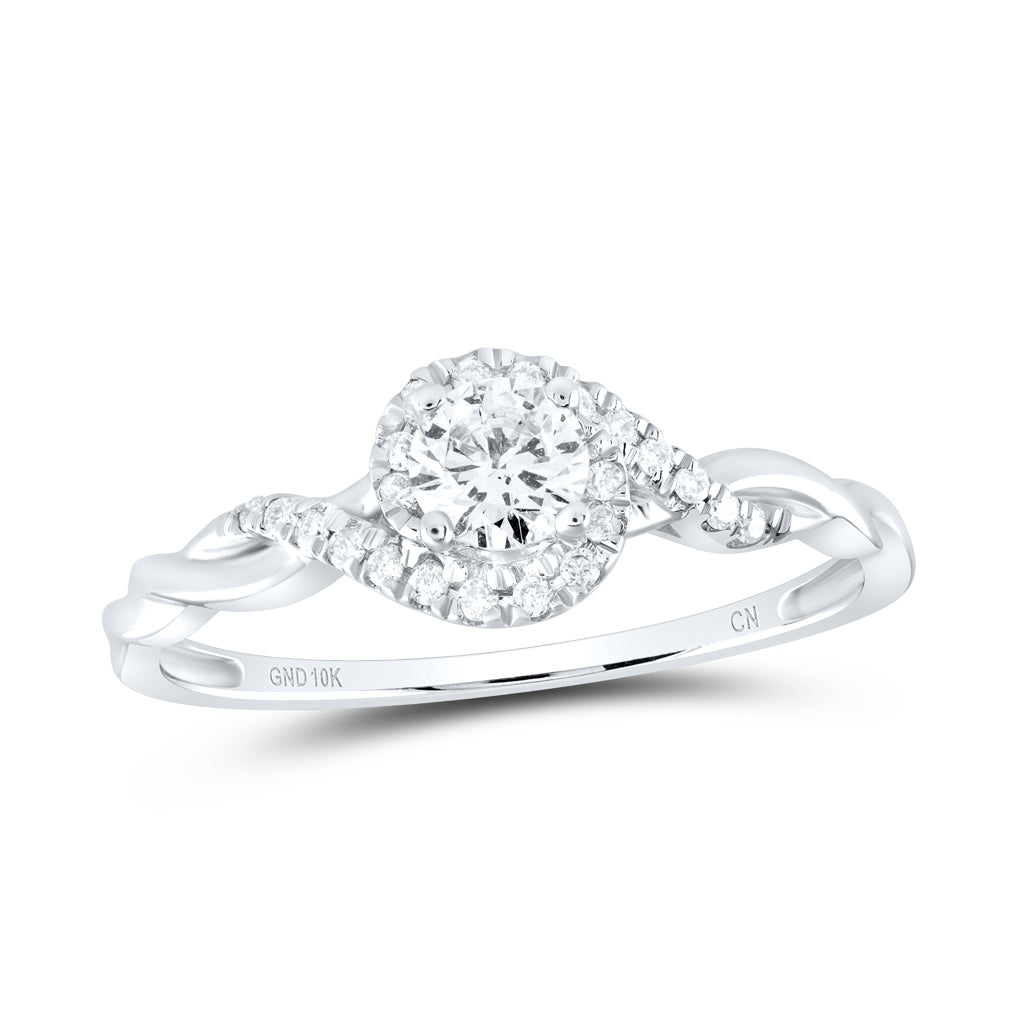 10K White Gold Round Diamond Solitaire Bridal Wedding Engagement Ring 1/3 Cttw, Womens Size: 5-10