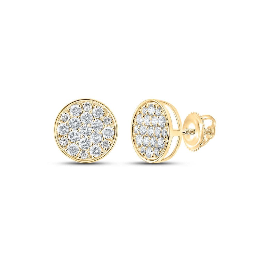 10K Yellow Gold Round Diamond Cluster Earrings 1/2ctw