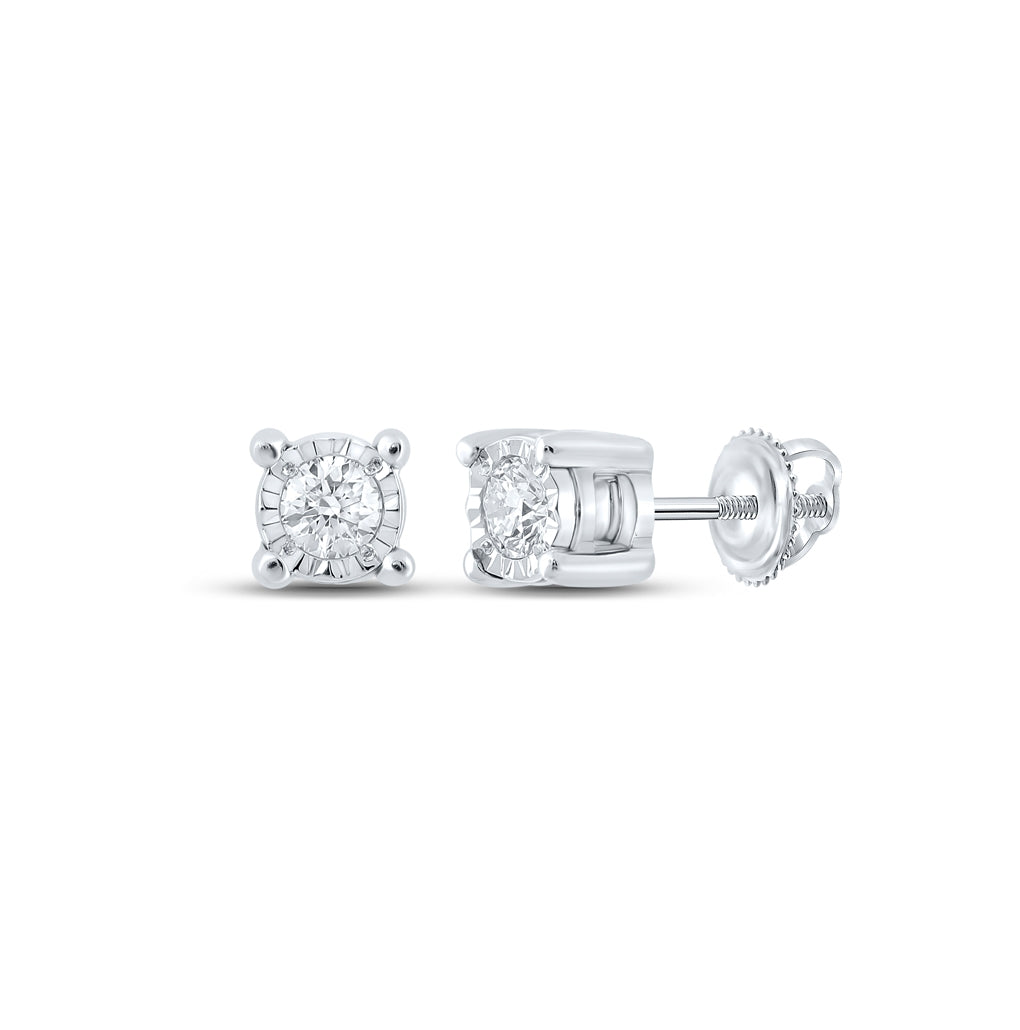 10K White Or Yellow Gold Round Diamond Stud Earrings