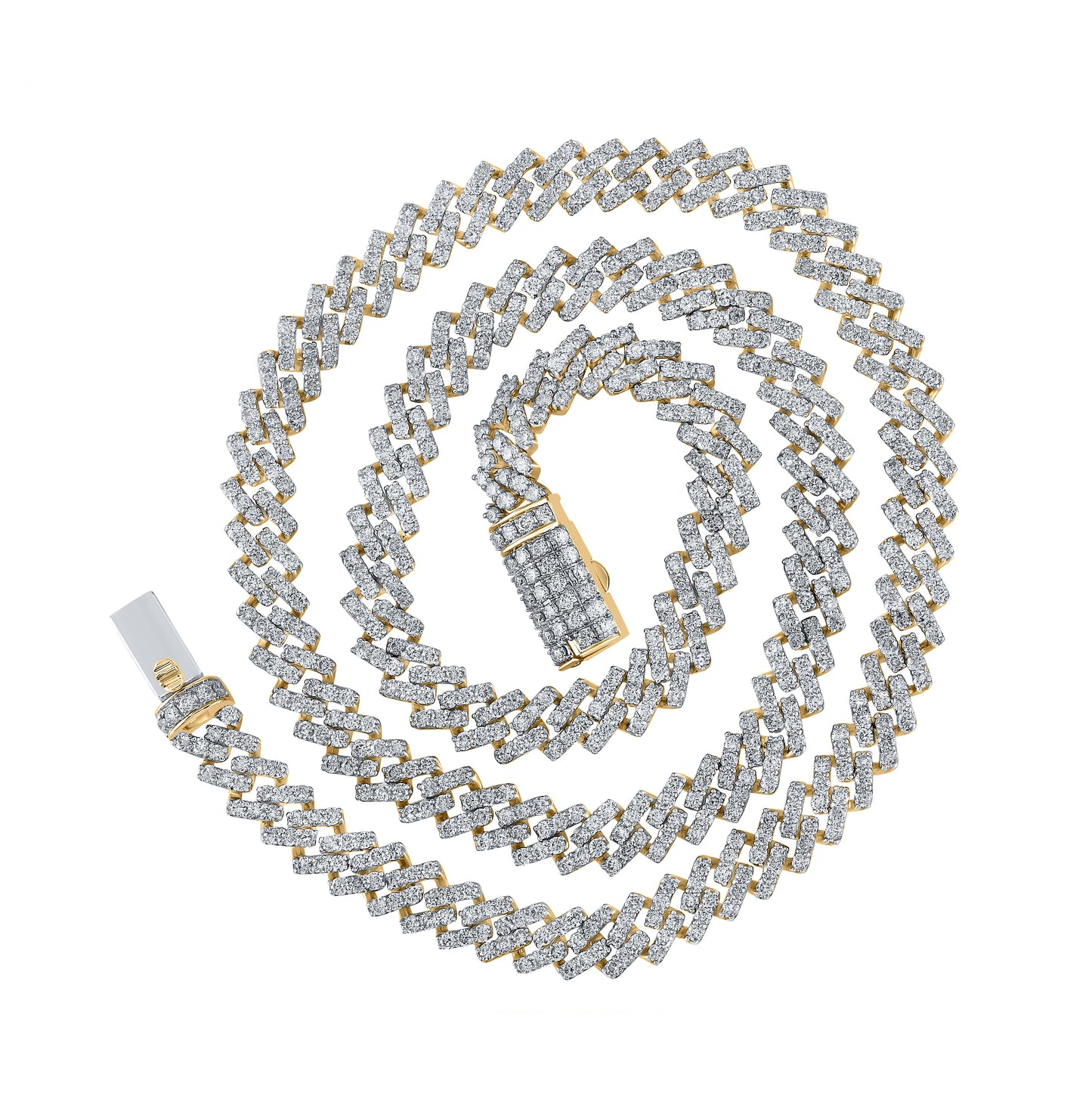 10kt Yellow Gold 19 1/2ctw Diamond Nk (8.40mm) Straight Cuban Mens Chain (22 Inch)