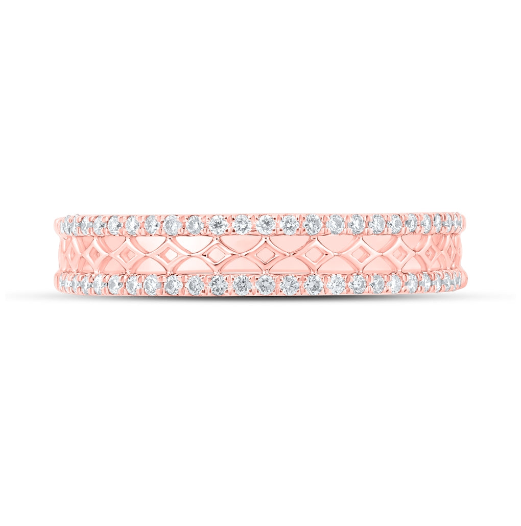 10K Rose Gold Womens Round Diamond Band Ring 1/5 Cttw, Womens Size: 5-10