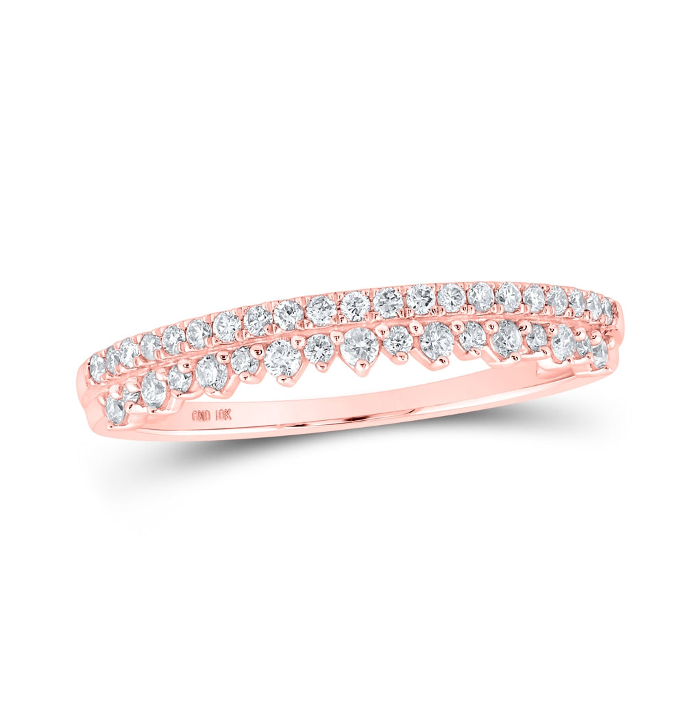 10K Rose Gold Womens Round Diamond Stackable Band Ring 1/4 Cttw, Womens Size: 5-10
