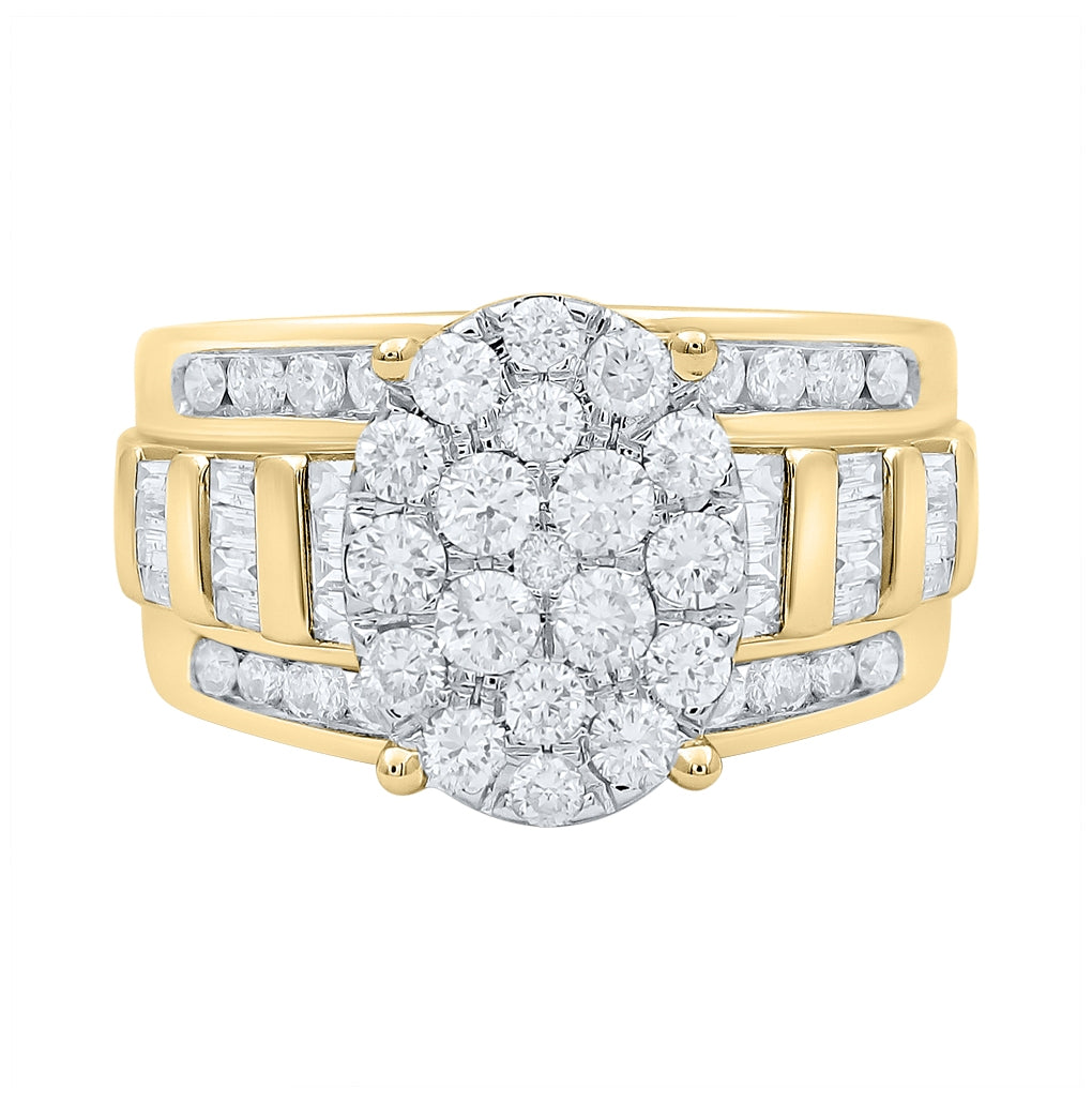 10K Yellow Gold Round Diamond Oval Bridal Wedding Engagement Ring 2ctw, Womens Size: 5-10