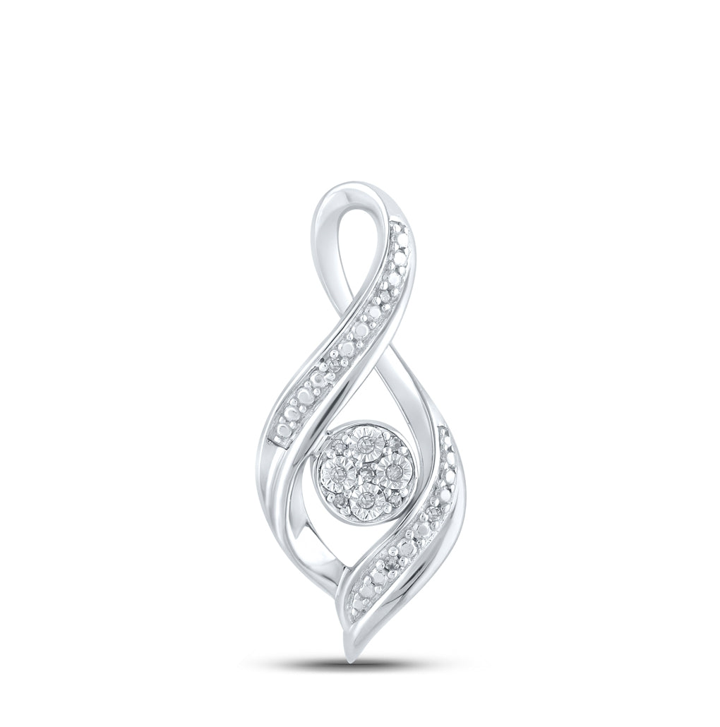 Sterling Silver Womens Round Diamond Fashion Pendant .03ctw