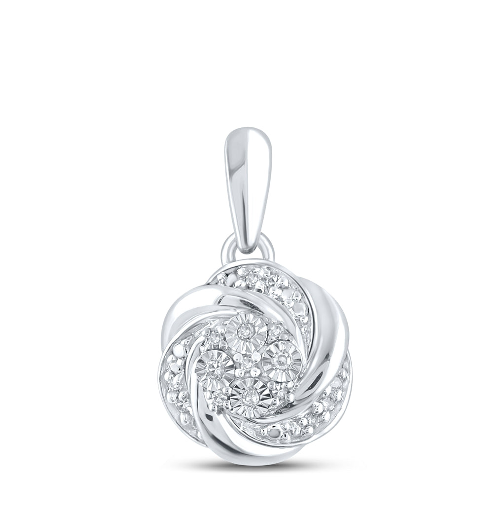 Sterling Silver Womens Round Diamond Cluster Pendant 1/20ctw