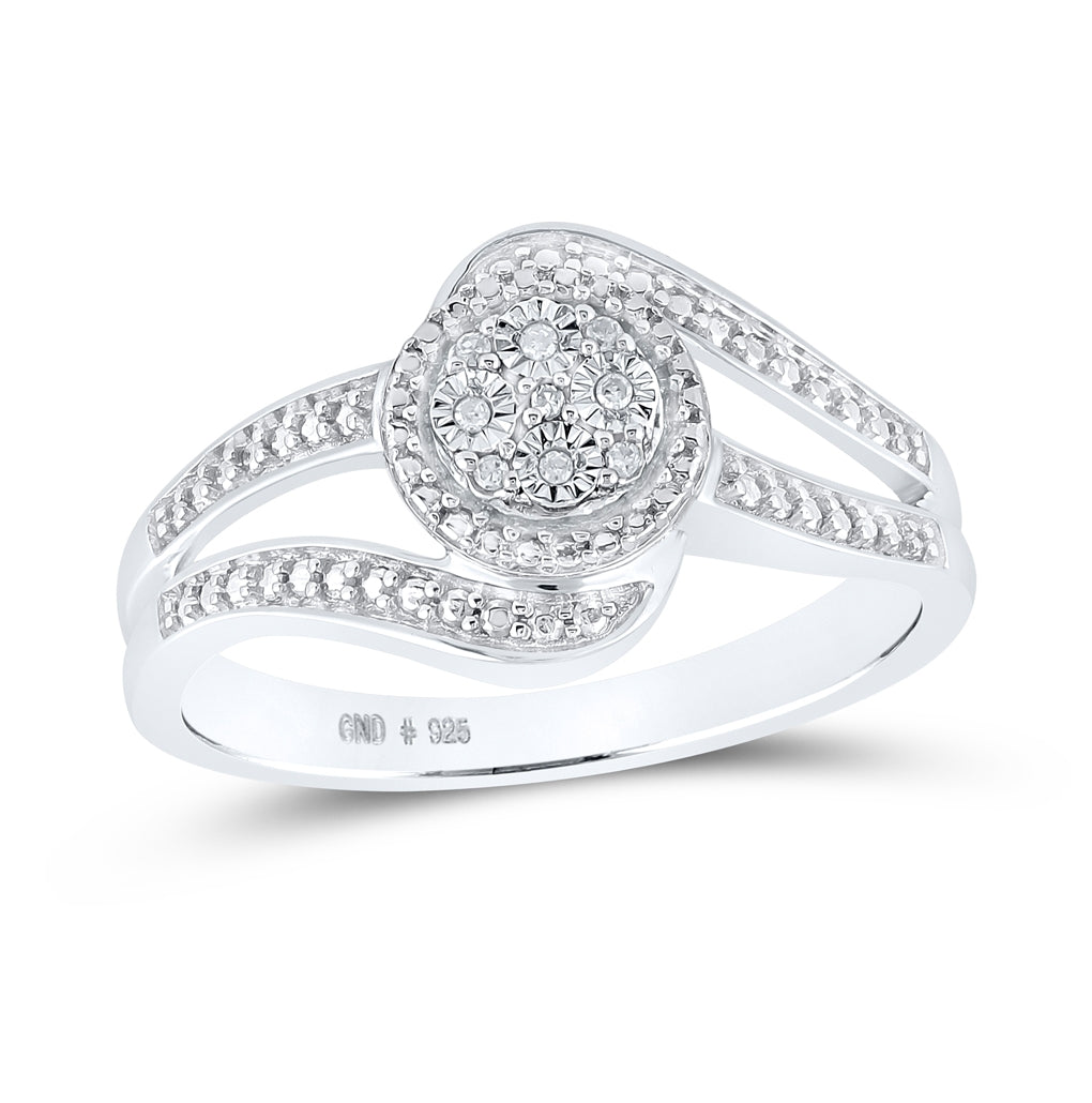 Sterling Silver Womens Round Diamond Cluster Ring .03 Cttw, Womens Size: 5-10