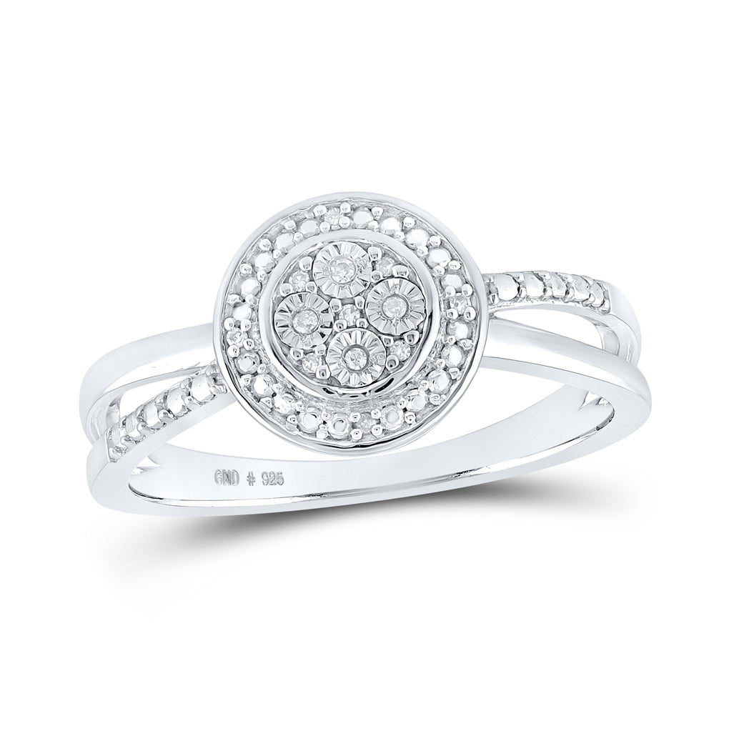 Sterling Silver Womens Round Diamond Cluster Ring .03ctw, Womens Size: 5-10