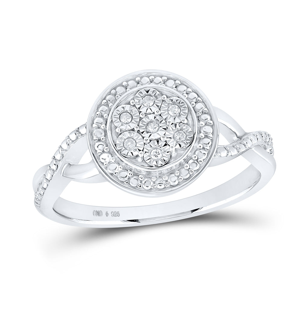 Sterling Silver Womens Round Diamond Circle Ring .03 Cttw, Womens Size: 5-10