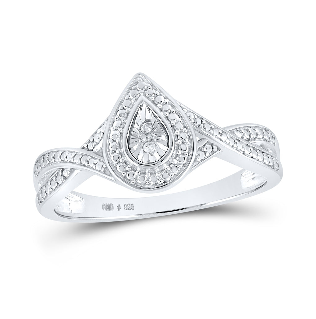 Sterling Silver Womens Round Diamond Teardrop Ring .01 Cttw, Womens Size: 5-10