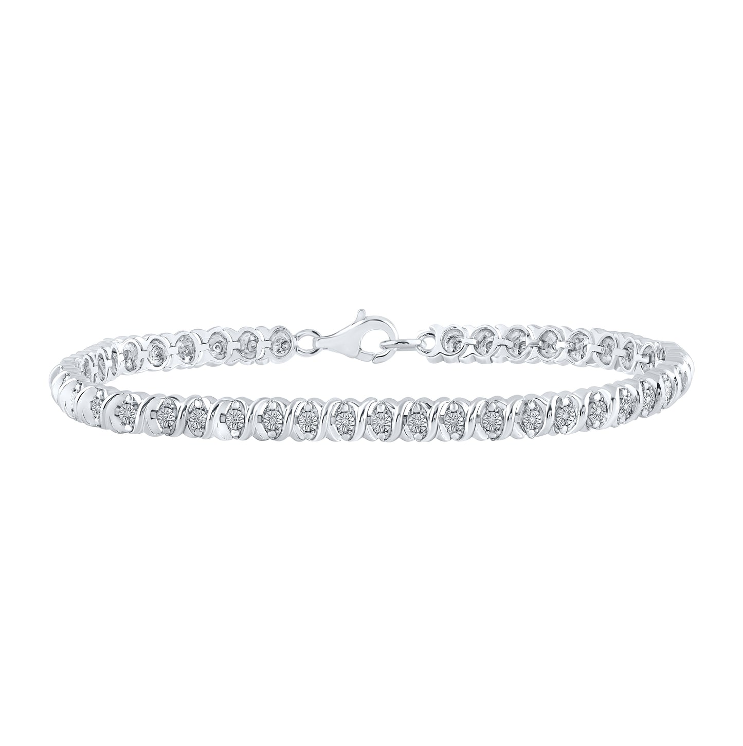 Sterling Silver Women's Round Diamond Fashion Bracelet 0.11 ctw