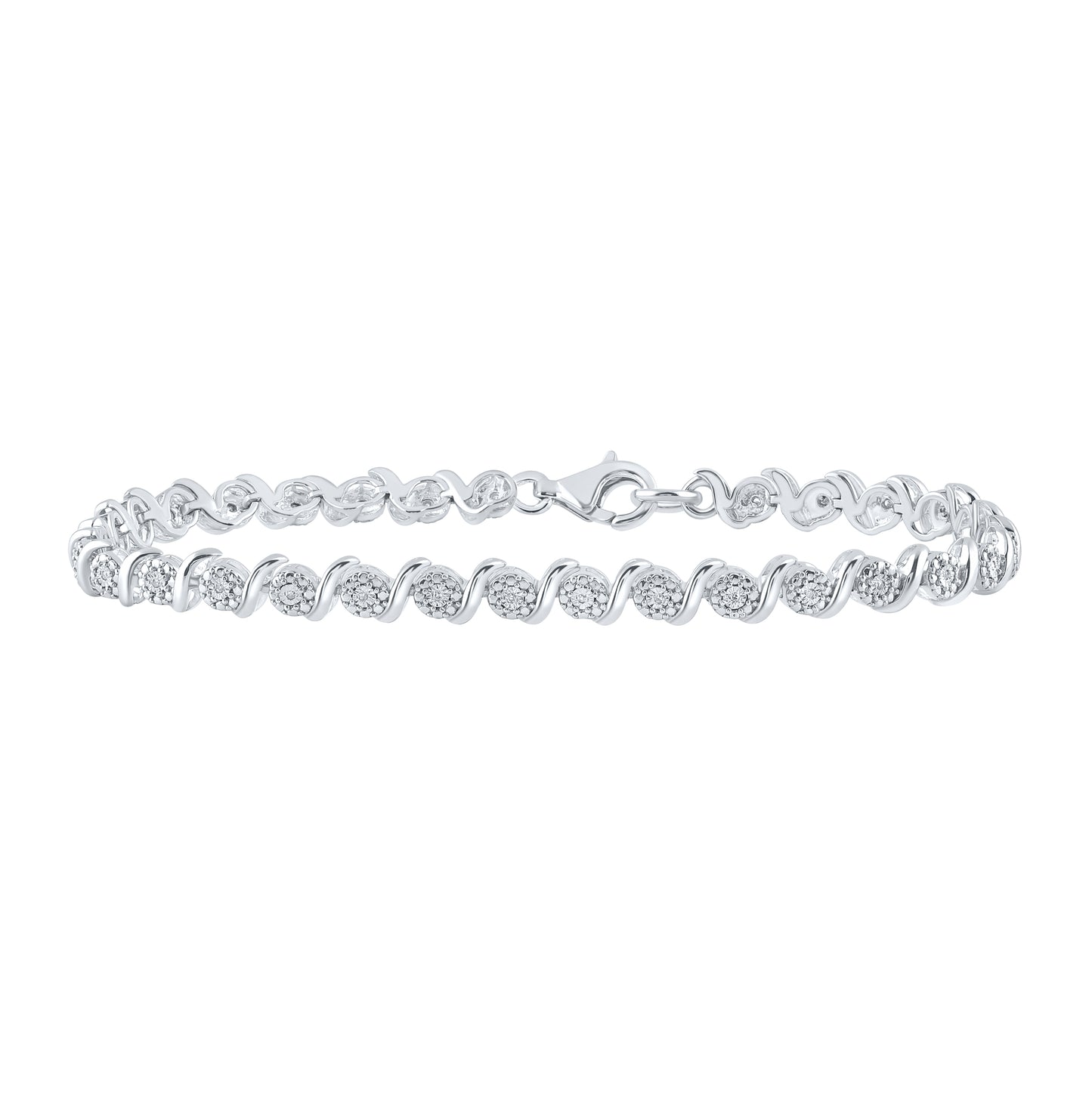 Sterling Silver Women's Round Dia. Fashion Bracelet 0.1 ctw