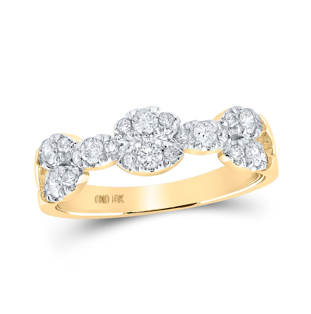 10K Yellow Gold Womens Round Diamond Band Ring 1/2 Cttw, Womens Size: 5-10