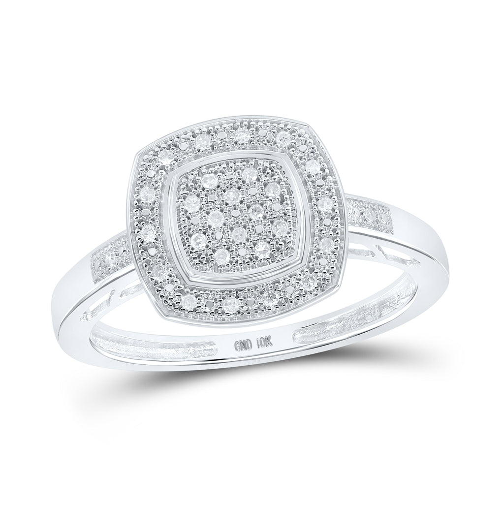 10K White Gold Womens Round Diamond Square Ring 1/12 Cttw, Womens Size: 5-10