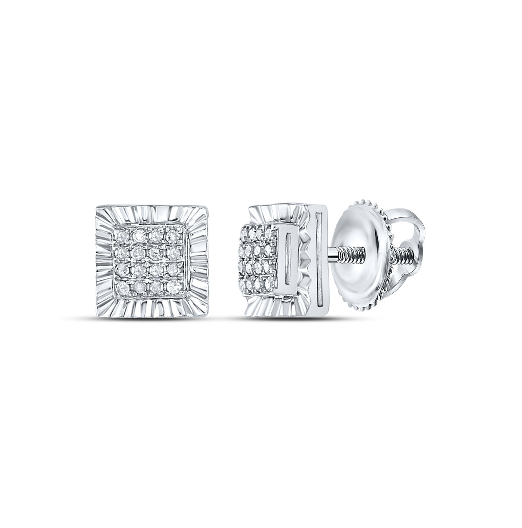 Sterling Silver 1/10ctw Diamond P3 Gift Square Earring