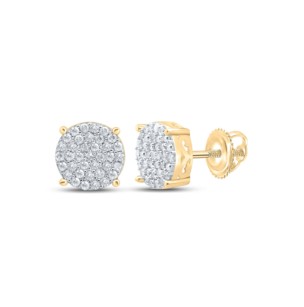 Sterling Silver Or Yellow-tone Sterling Silver Womens Round Diamond Cluster Earrings