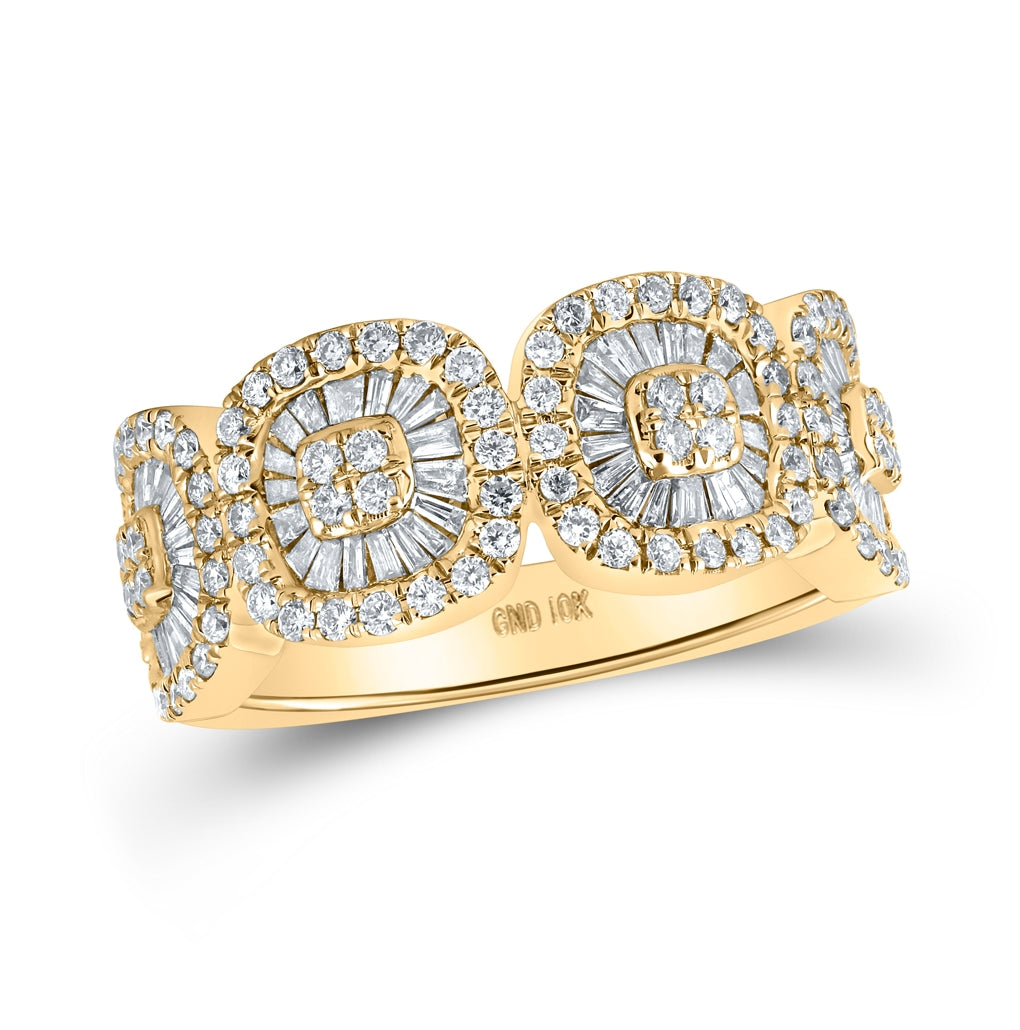 10K Yellow Gold Mens Round Diamond Band Ring 1-1/2 Cttw, Mens Size: 7-13