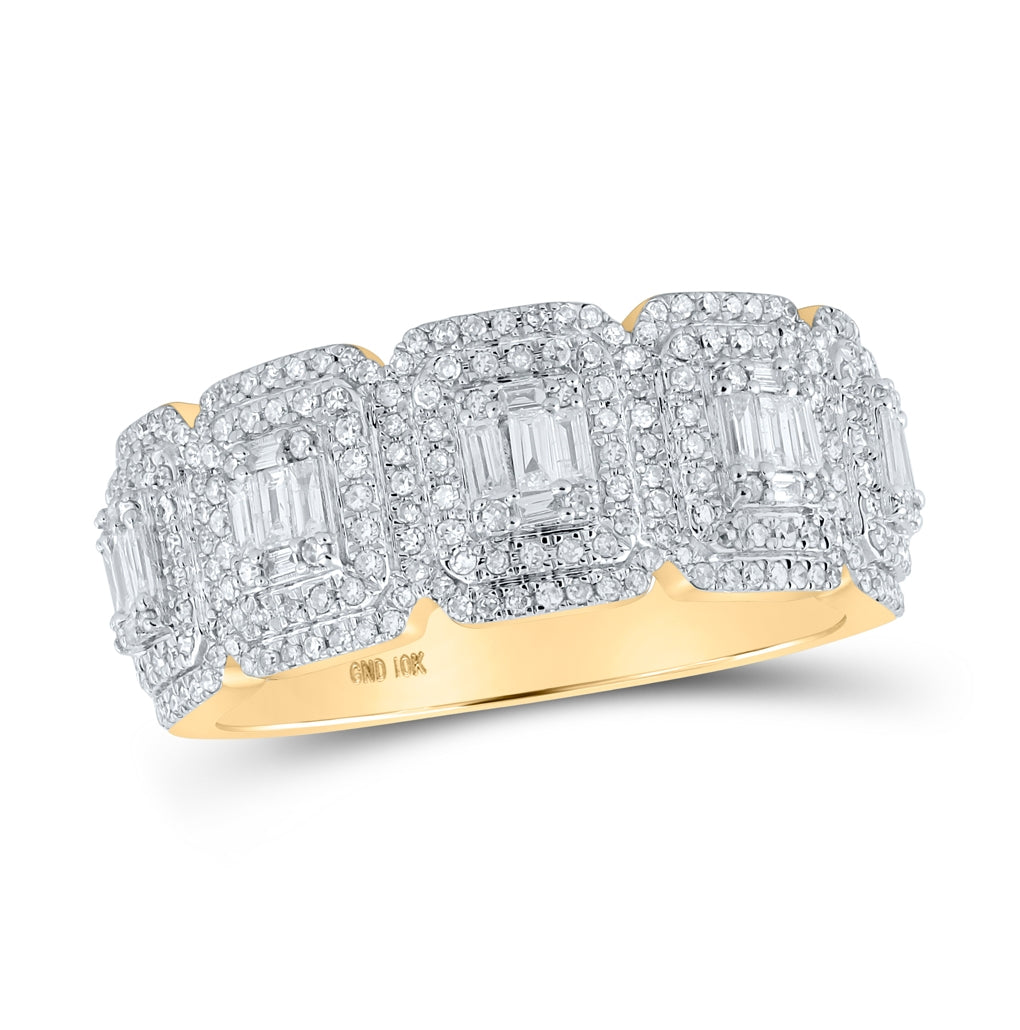 10K Yellow Gold Mens Baguette Diamond Band Ring 1 Cttw, Mens Size: 7-13