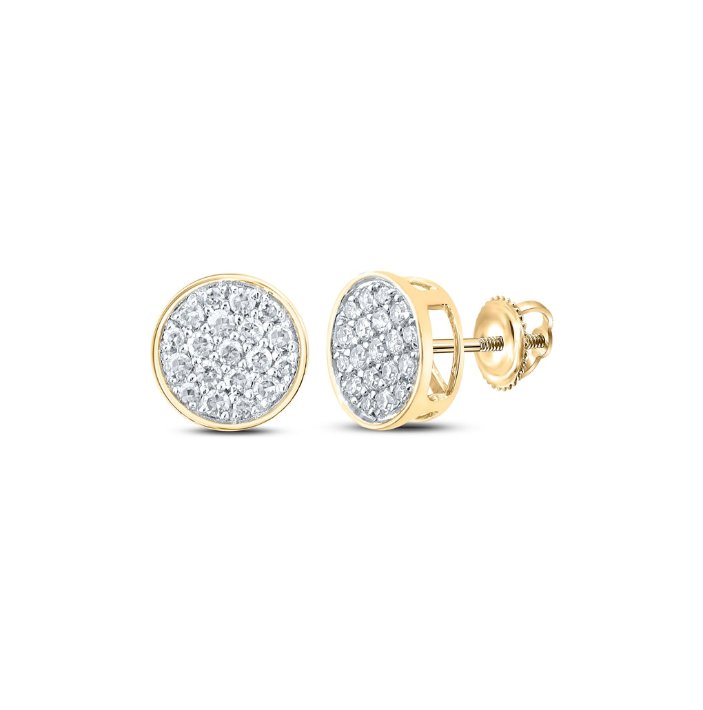 10K Yellow Gold Round Diamond Cluster Earrings 1/4 Cttw, Length: 0.28 In, Width: 0.28 In