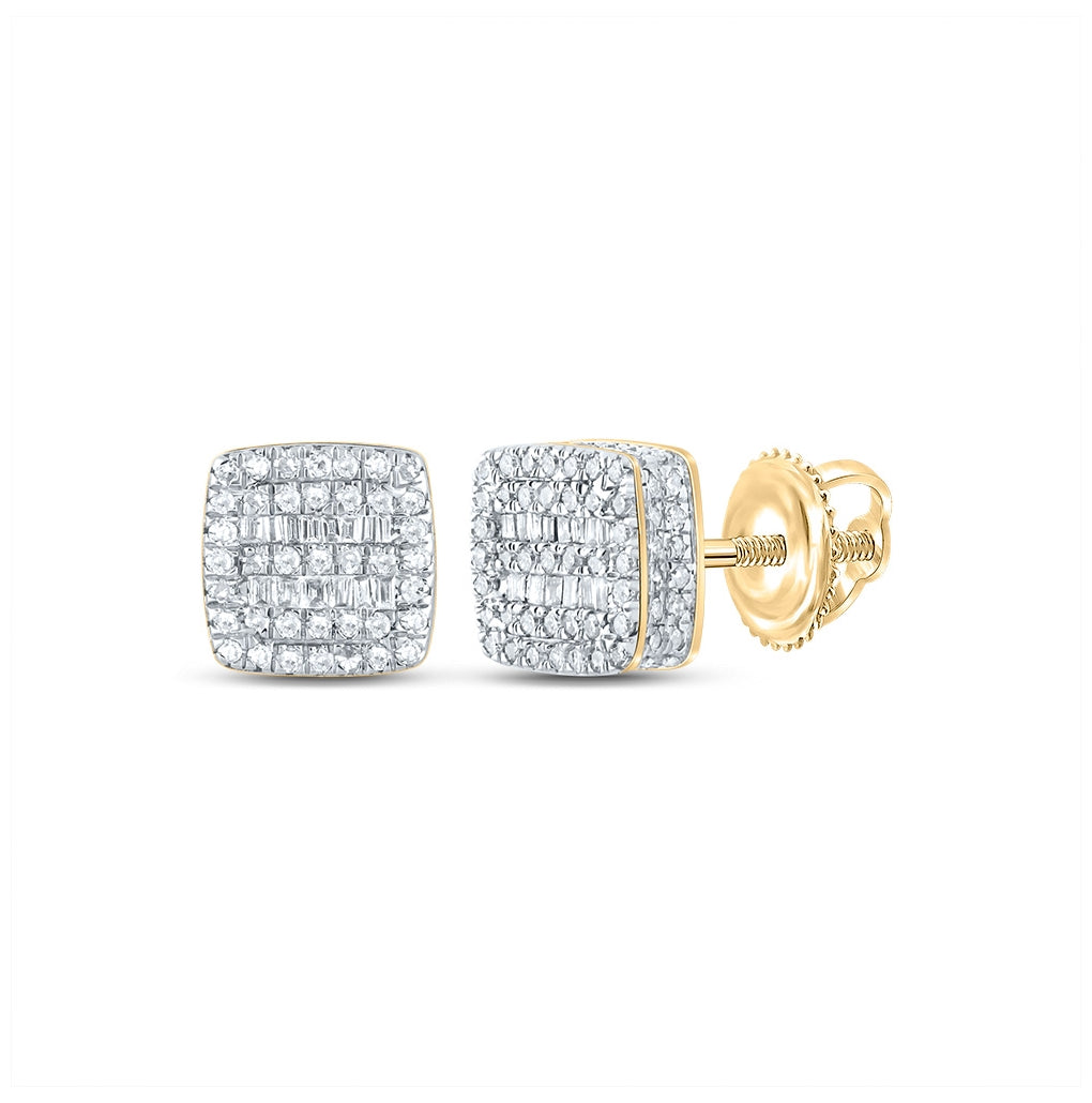 10K Yellow Gold Baguette Dia. Square Earring 1/2ctw