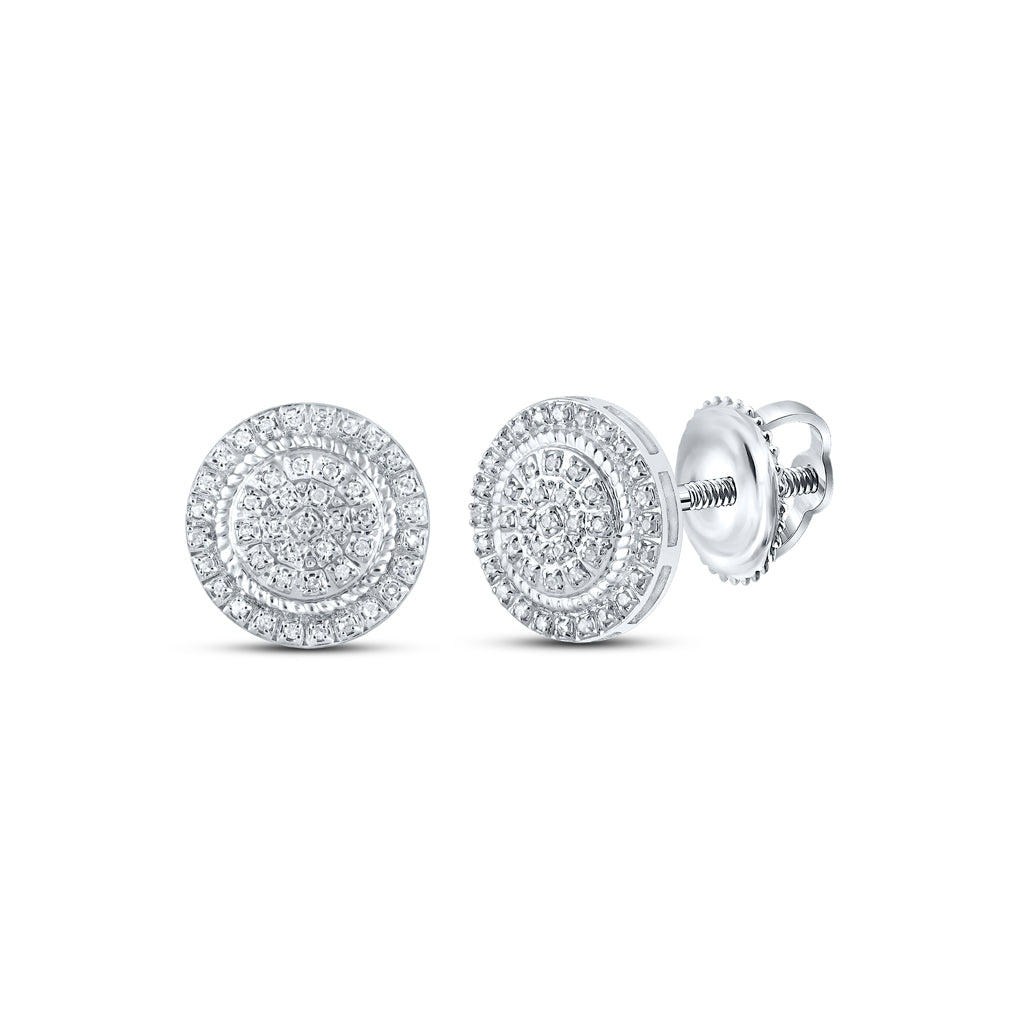 10K White Or Yellow Gold Round Diamond Circle Earrings