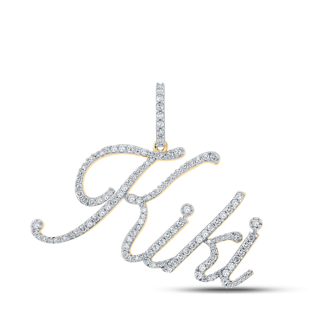 10K Yellow Gold Womens Round Diamond Kiki Name Pendant 3/4 Cttw