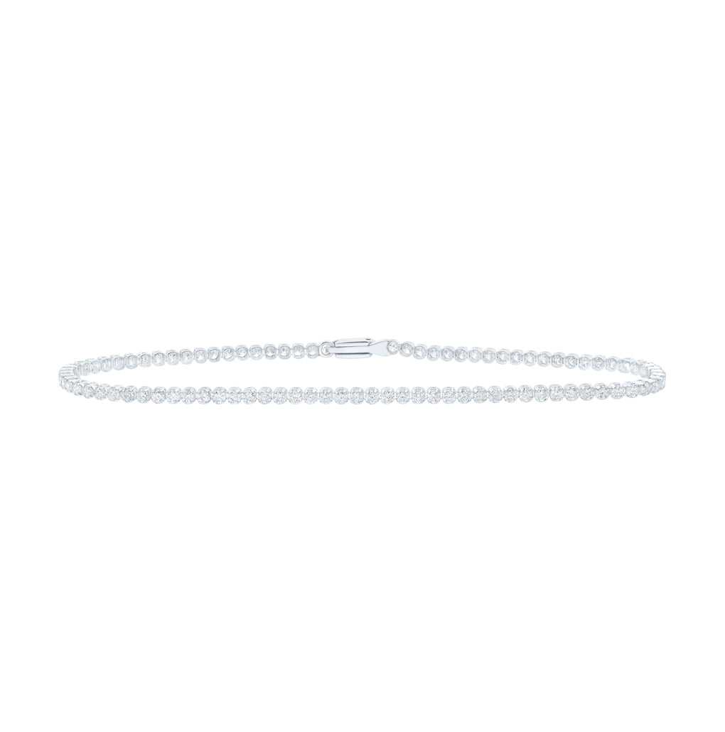 14K Yellow Or White Or Rose Gold Womens Round Diamond Tennis Bracelet