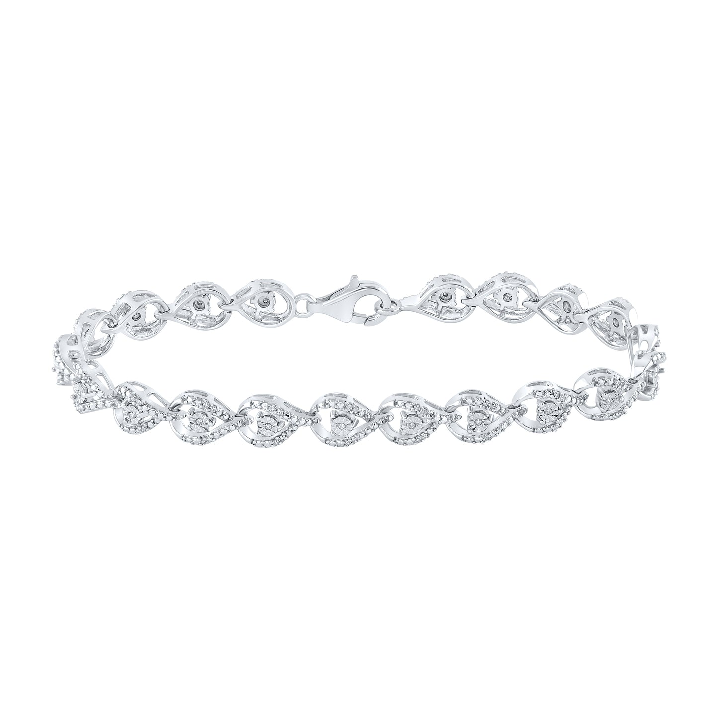 Sterling Silver Womens Round Diamond Fashion Bracelet 1/4ctw