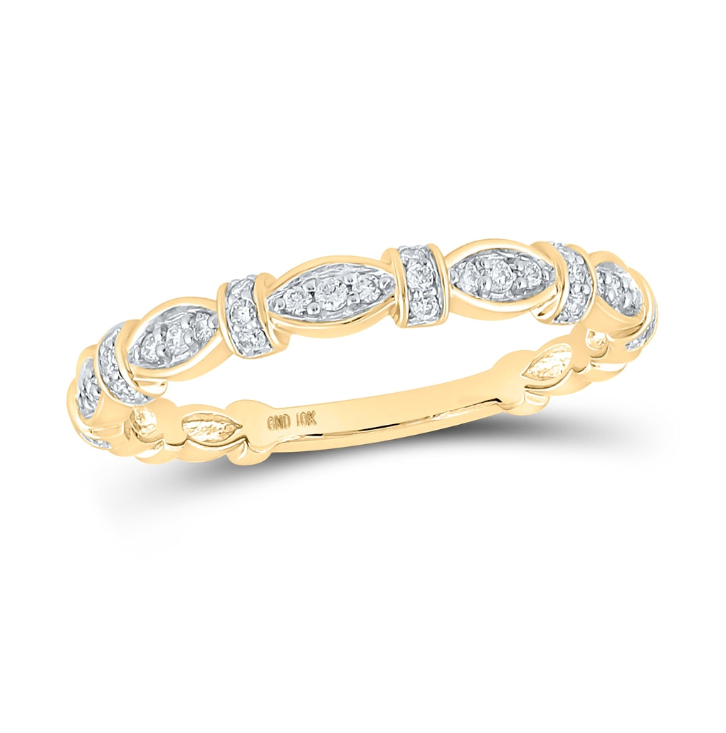 10K White Or Yellow Gold Womens Round Diamond Stackable Band Ring , Womens Size: 5-10