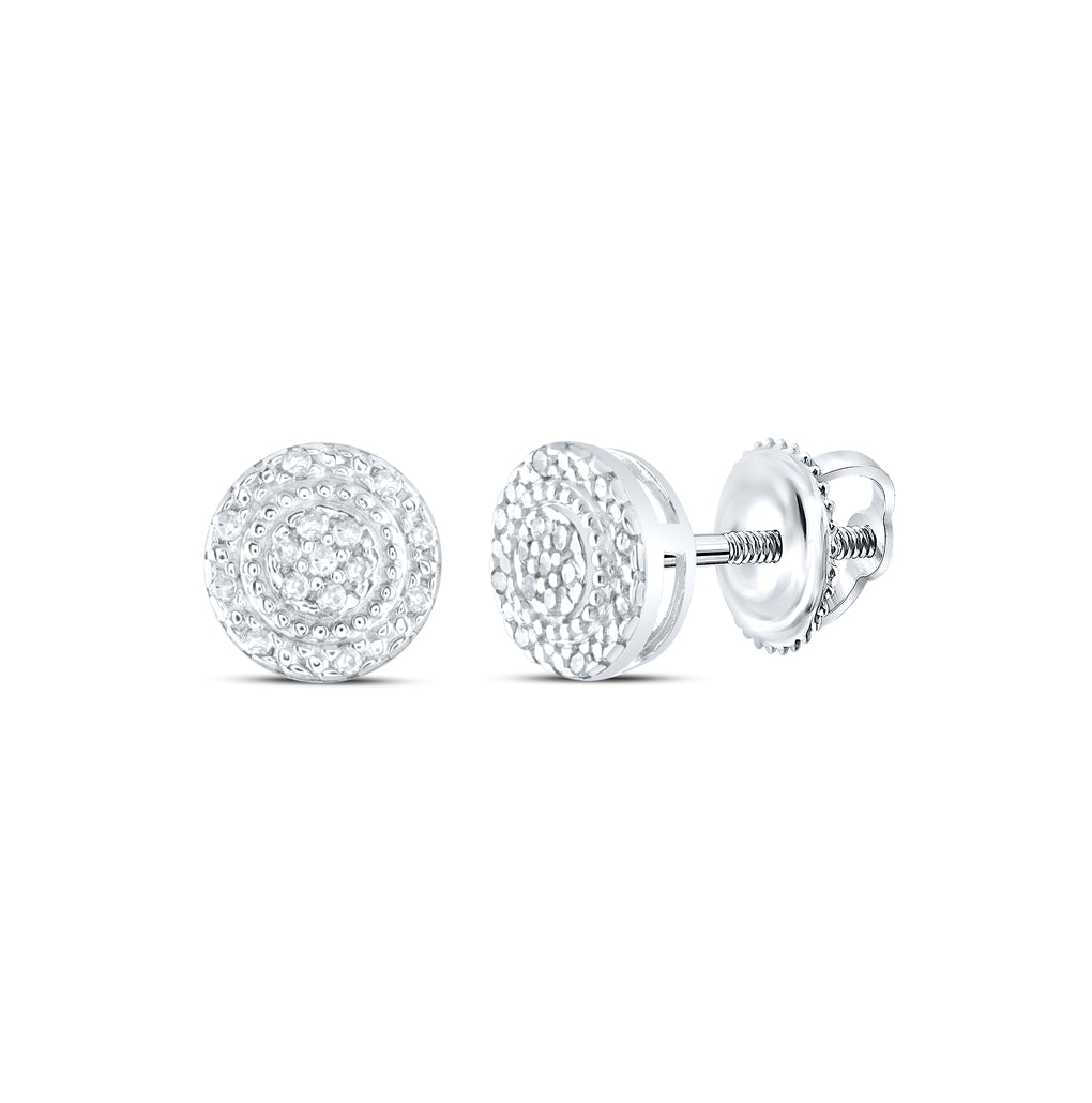Sterling Silver Or Yellow-tone Sterling Silver Womens Round Diamond Cluster Earrings