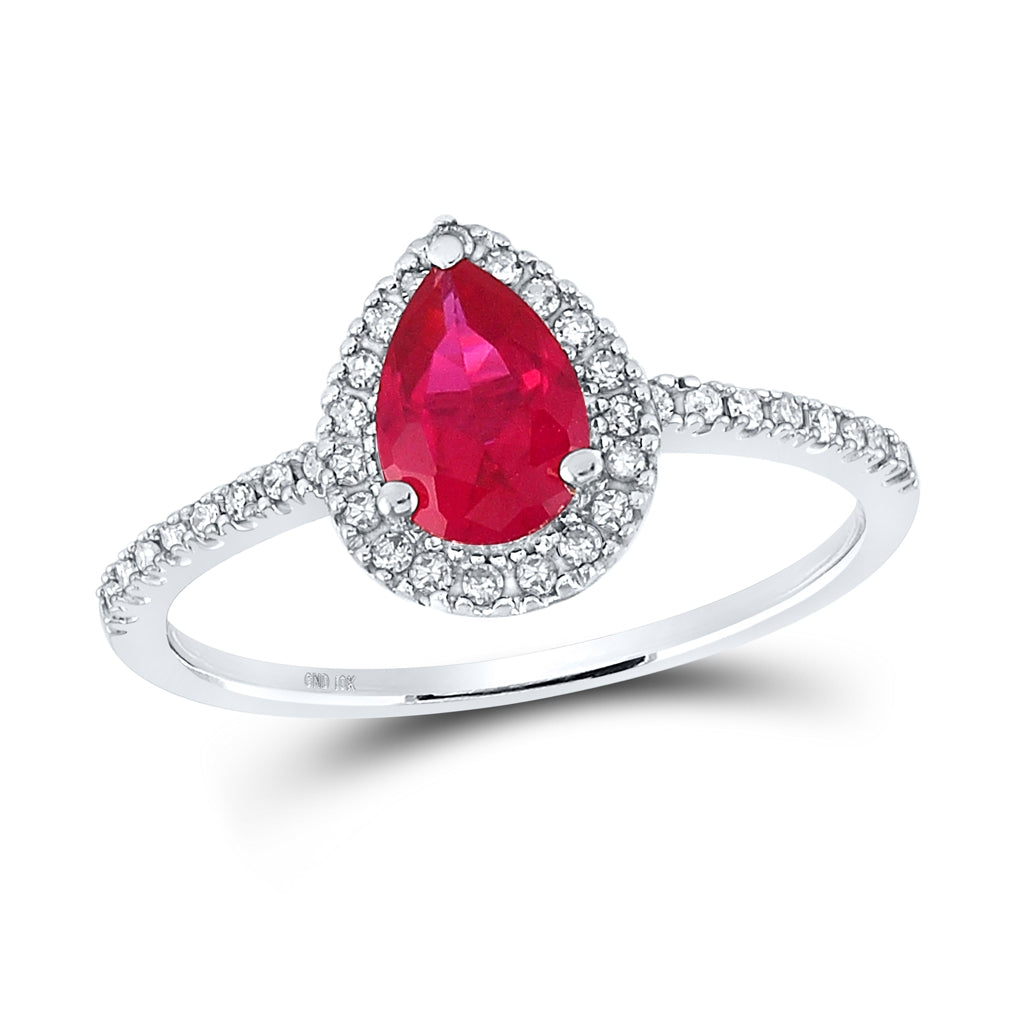 10K Yellow Or White Or Rose Gold Womens Pear Synthetic Solitaire Ring, Womens Size: 5-10