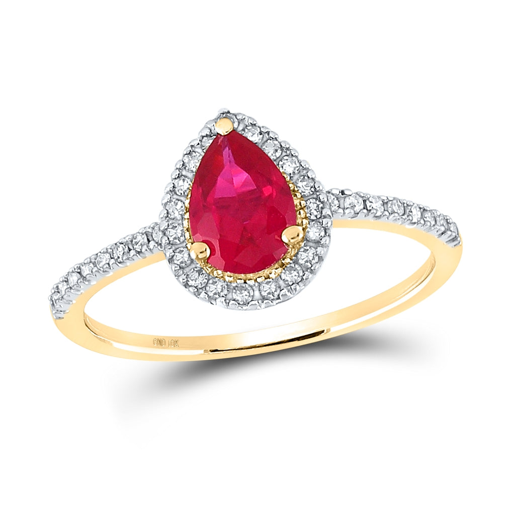 10K Yellow Or White Or Rose Gold Womens Pear Synthetic Solitaire Ring, Womens Size: 5-10