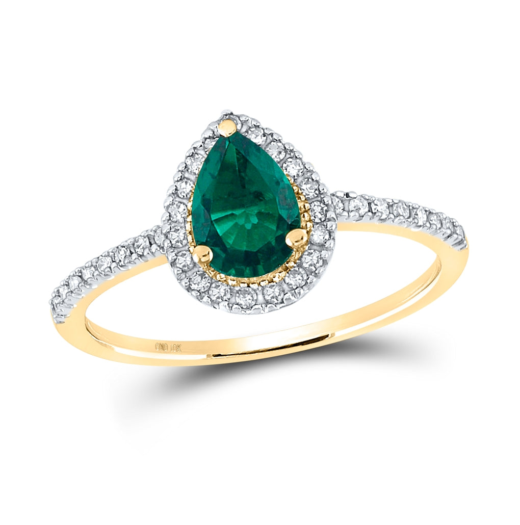 10K Yellow Or White Or Rose Gold Womens Pear Synthetic Solitaire Ring, Womens Size: 5-10