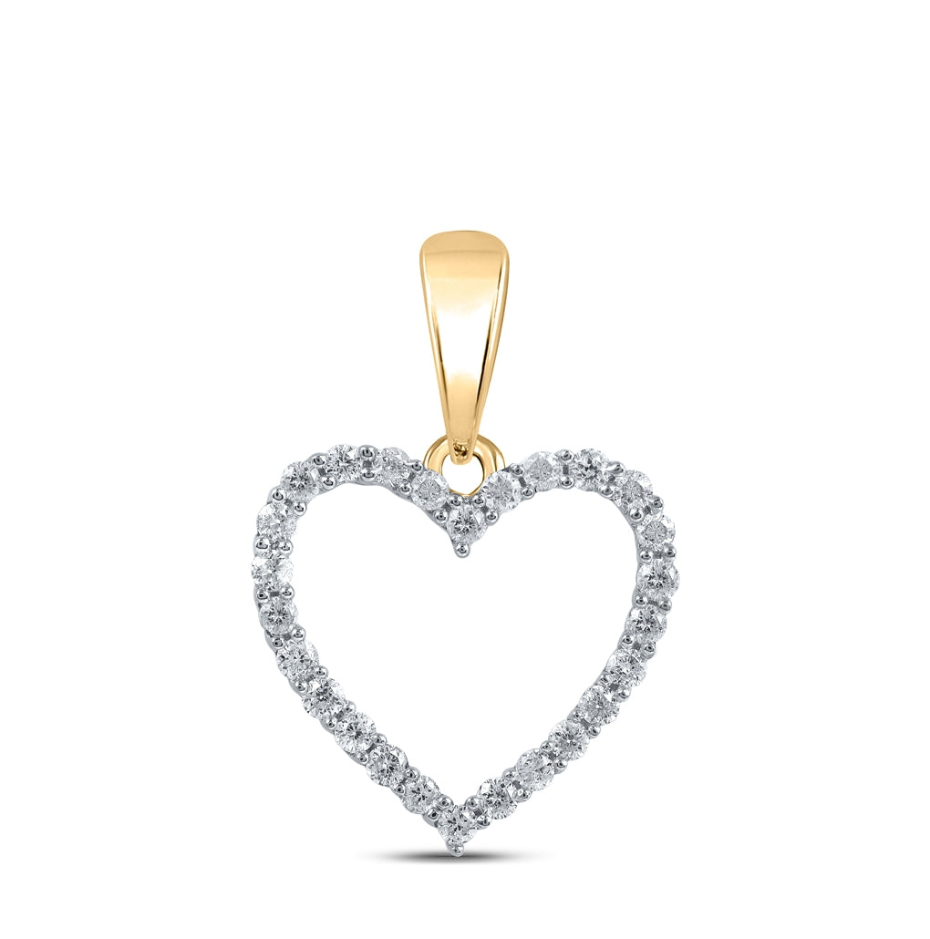 10K Yellow Gold Women's Round Dia. Heart Pendant 1/10ctw