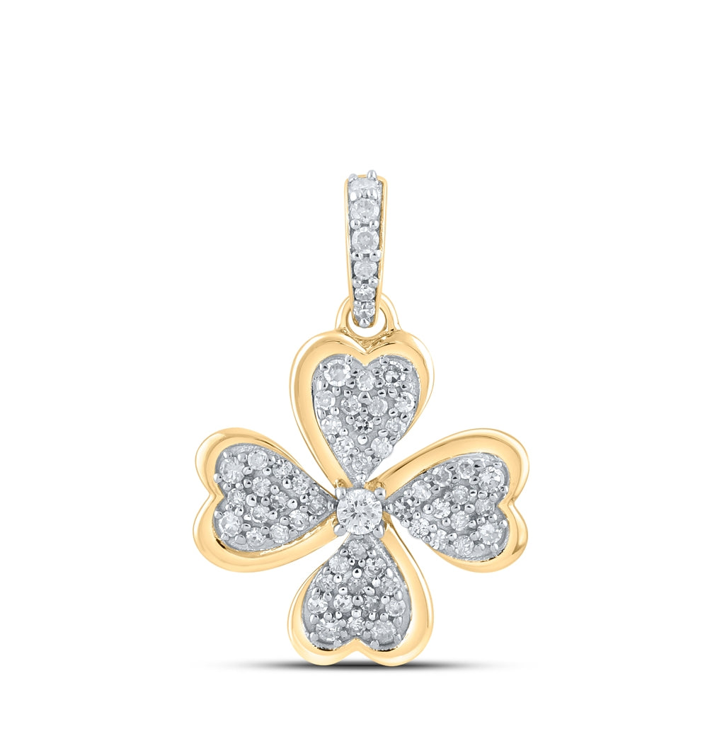 10K White Or Yellow Gold Womens Round Diamond Pinwheel Heart Pendant