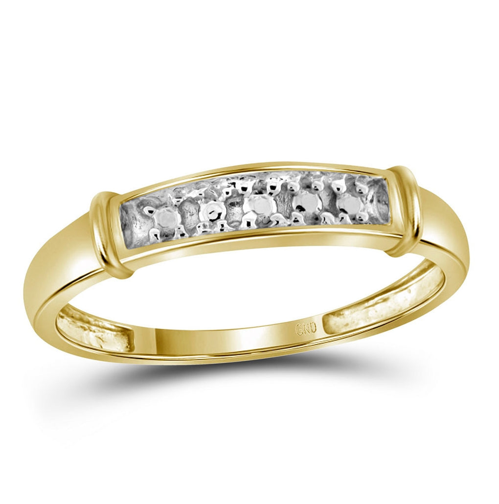 10kt Yellow Gold His & Hers Round Diamond Solitaire Matching Bridal Wedding Ring Band Set 1/10 Cttw