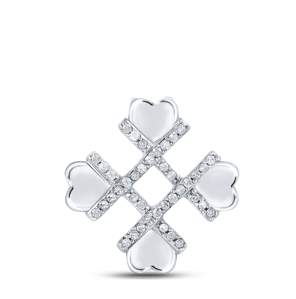 10K Yellow Or White Or Rose Gold Womens Round Diamond Heart Pendant