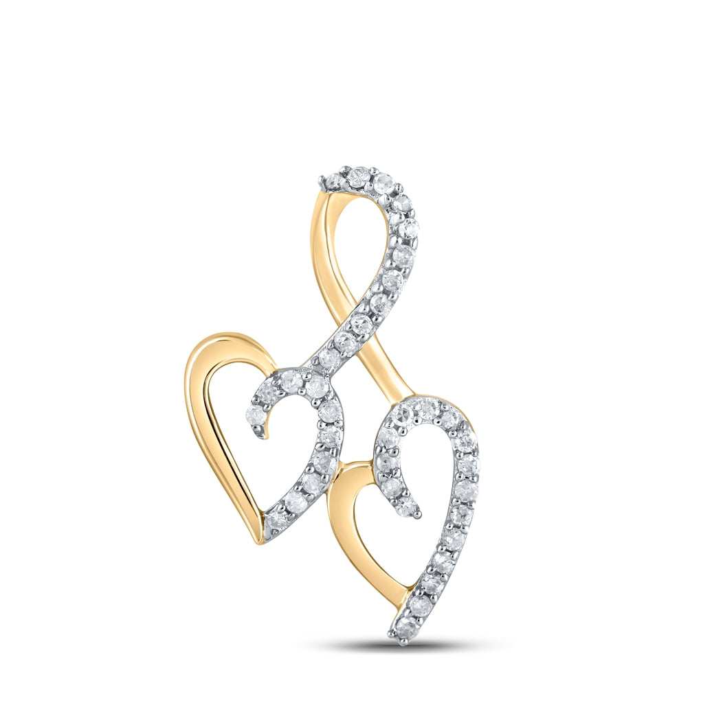 10K Yellow Or White Or Rose Gold Womens Round Diamond Heart Pendant