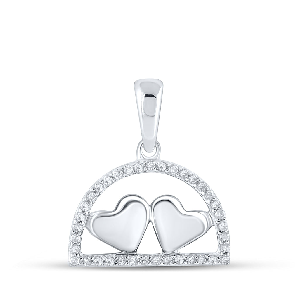 10K White Gold Women's Round Diamond Heart Pendant 1/10ctw