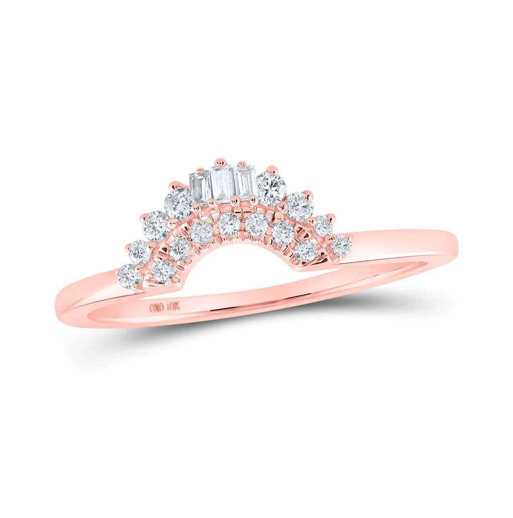 10K Yellow Or White Or Rose Gold Womens Baguette Diamond Enhancer Wedding Band 1/6 Cttw, Womens Size: 5-10