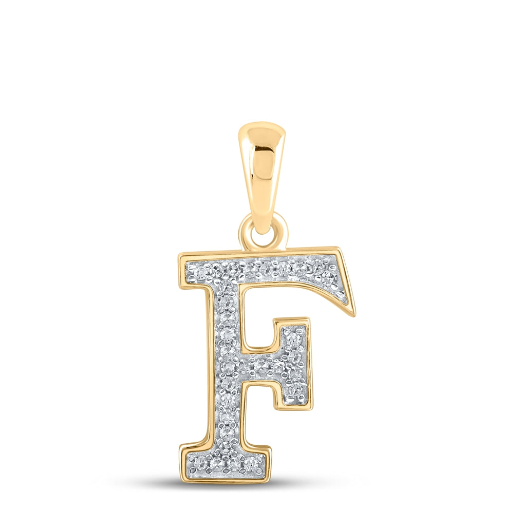 10K Yellow Gold Womens Round Diamond Initial Letter Pendant