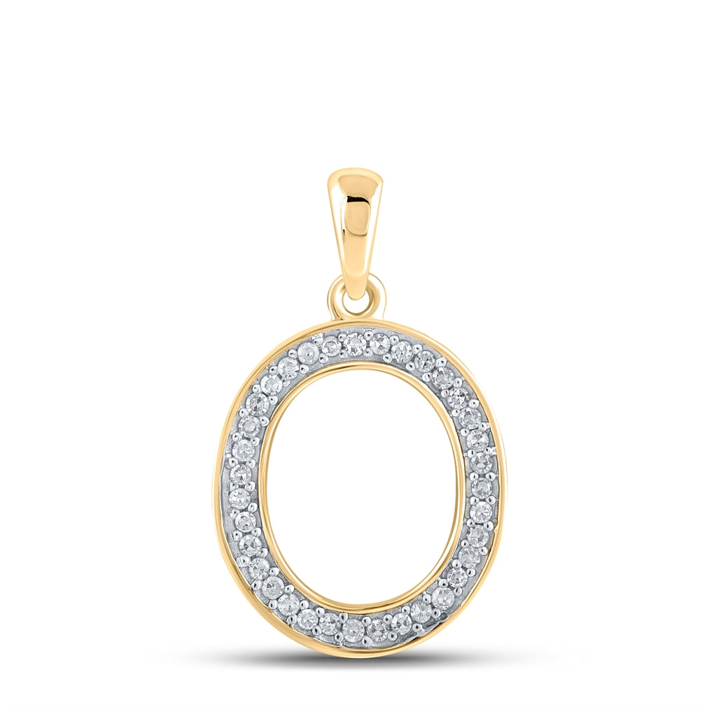 10K Yellow Gold Womens Round Diamond Initial Letter Pendant