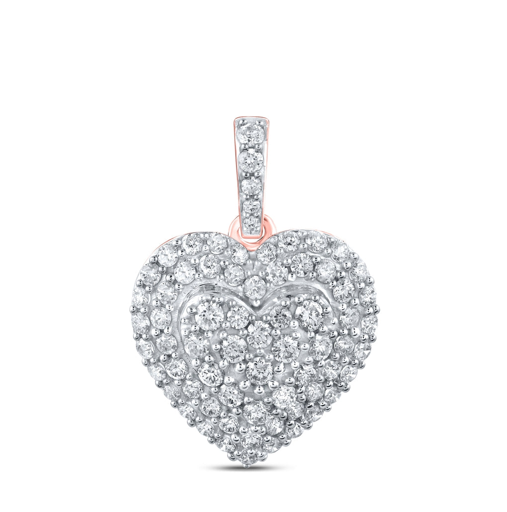 10kt Rose Gold 7/8ctw Diamond Cn Fashion Heart Pendant