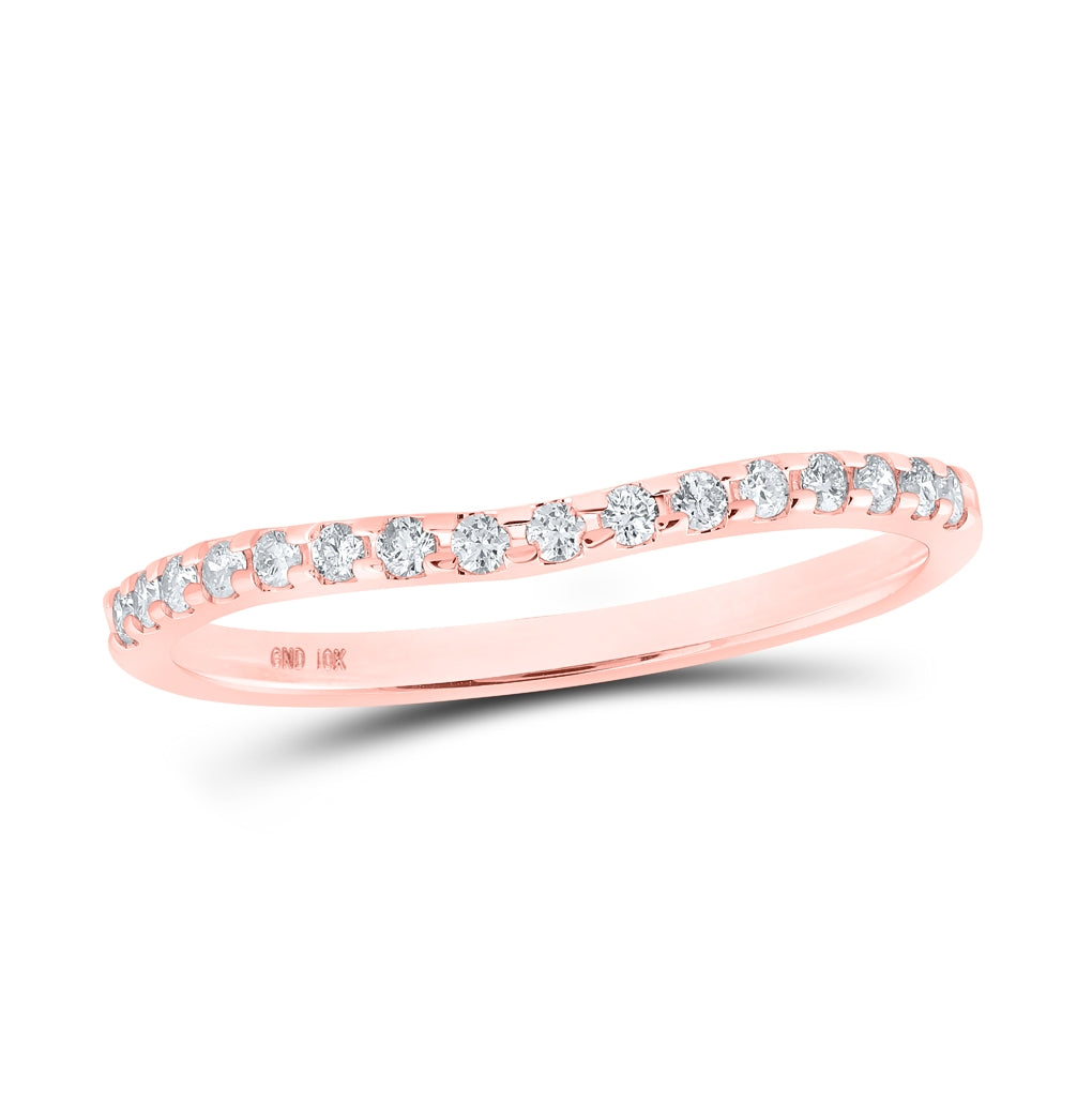 10K Yellow Or White Or Rose Gold Womens Round Diamond Curved Band Ring , Womens Size: 5-10