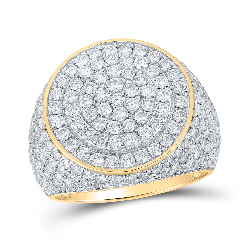 10K Yellow Gold Mens Round Diamond Circle Ring 4 Cttw, Mens Size: 7-13