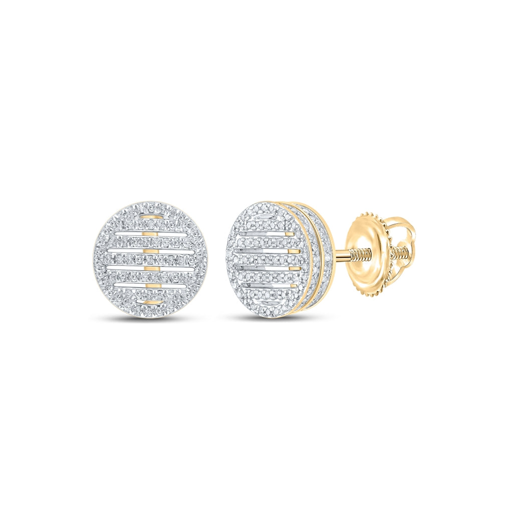 10K Yellow Gold Womens Round Diamond Circle Earrings 3/4 Cttw